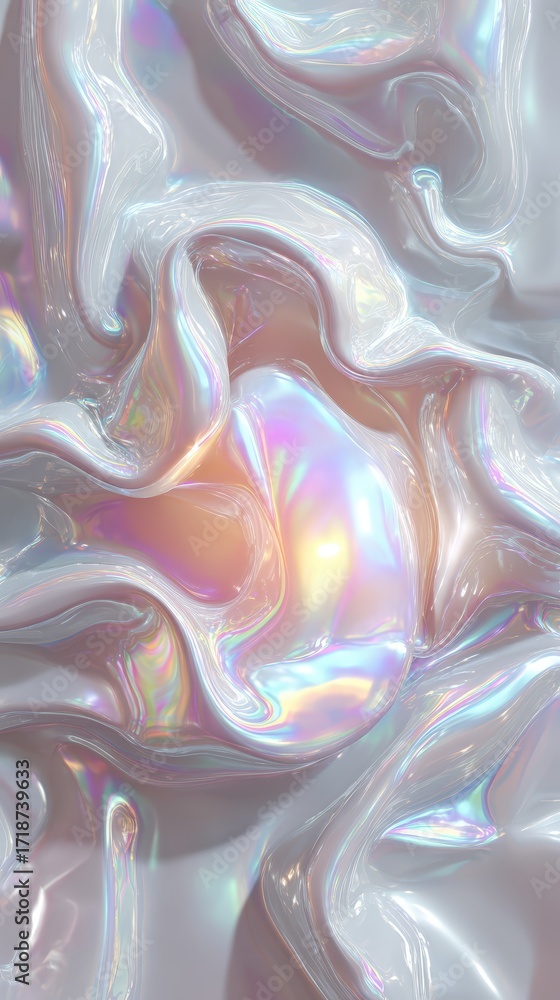 Poster an abstract background image featu iridescent and pearl-like textures creating a smooth and flowing 