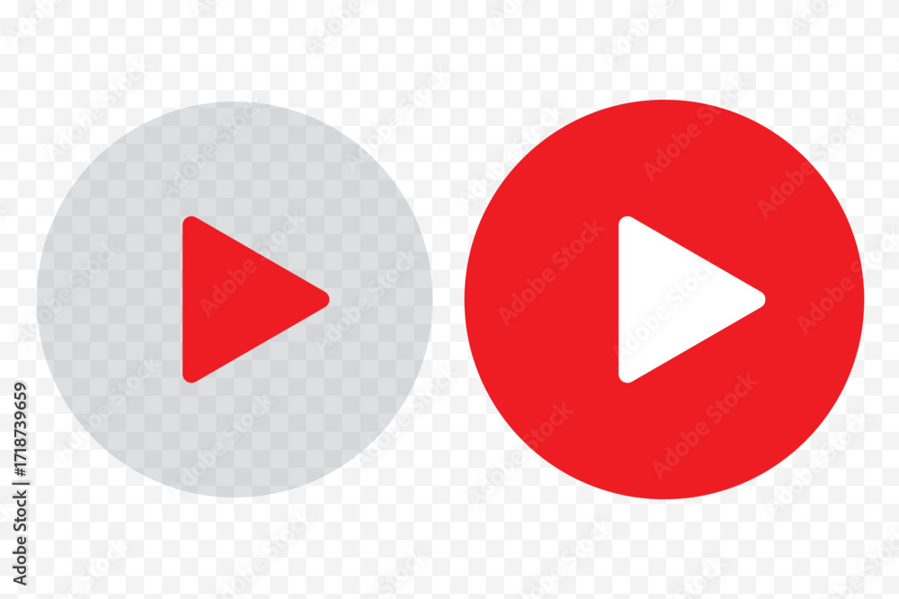 Aufkleber play button icon set. start audio or video action symbol. video player concept . red play button ico