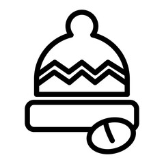 Winter Hat Line Icon of Snowshoeing Icon Set