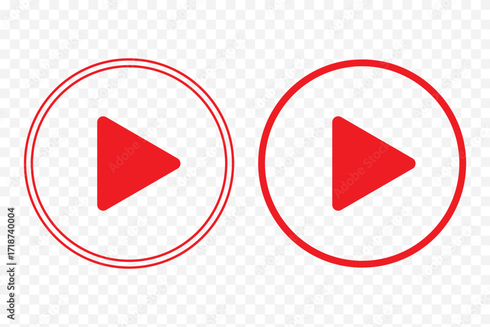 Poster play button icons set isolated on transparent background. social media symbol. design template for w