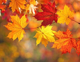 Fototapeta premium Vibrant autumn leaves in various shades of orange, red, and yellow