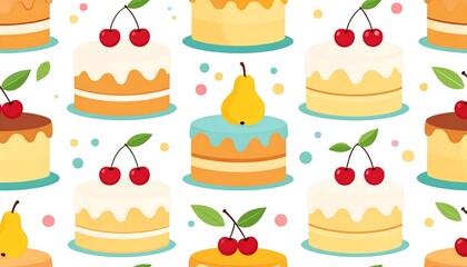 Colorful cake pattern on white background