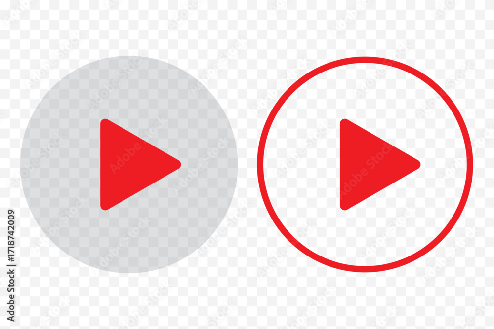 Aufkleber play icon set. red play button on transparent background. multimedia button symbol. vector illustrat
