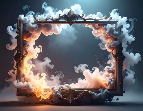Ornate frame engulfed in ethereal smoke