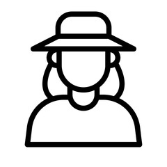 Local Farmer Portrait Line Icon of Community-Supported Agriculture (CSA) Icon Set