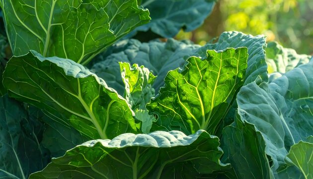 Lush green cabbage leaves