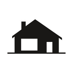 Simple house silhouette stands against a white backdrop, representing home ownership and basic shelter with clean lines and minimalist aesthetic.