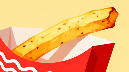 French fries fast food, hand-drawn vector illustrations