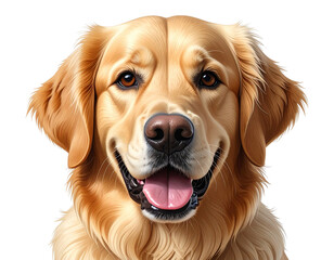 Realistic golden retriever dog face isolated PNG 