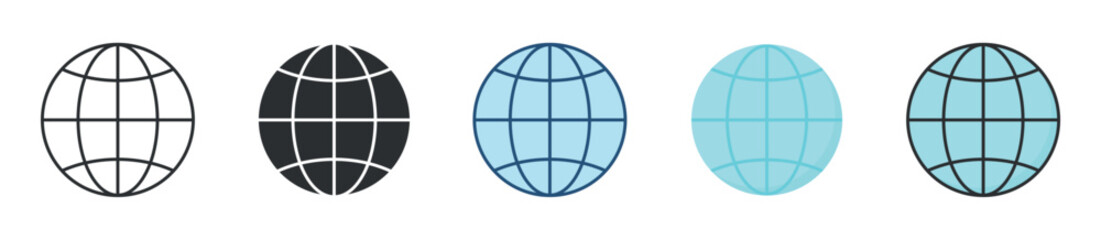 World Icon Set Multiple Style Collection