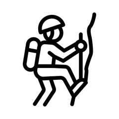 Rock Climber Line Icon of Mountaineering Icon Set