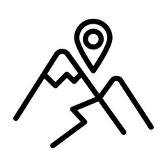 Mountain with Location Pin Line Icon of Mountaineering Icon Set
