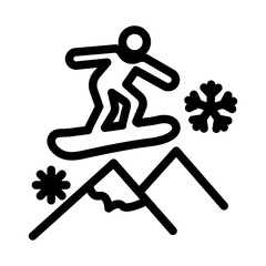 Snowboard Jump (Mountains) Line Icon of Snowboarding Parks Icon Set