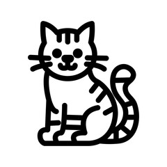 Striped Tail Cat Line Icon of Cat Sitting Icon Set