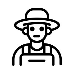 Dairy Farmer Portrait Line Icon of Dairy Farming Icon Set