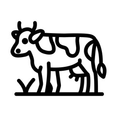 Grazing Dairy Cow Line Icon of Dairy Farming Icon Set