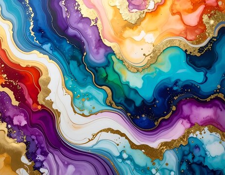 Abstract fluid art, vibrant colors (1)