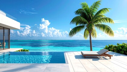 Modern beachfront villa with pool