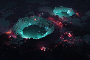 Vast craters, glowing turquoise lakes, volcanic landscape