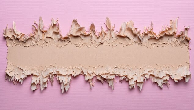 Beige strip torn from pink background