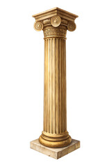 Obraz premium Golden column, classic antique gold pillar isolated on white or transparent background