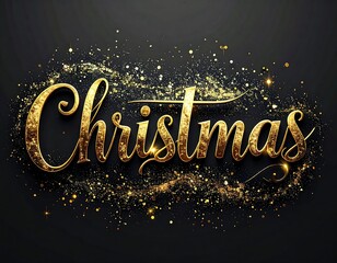 Golden Christmas text on dark background