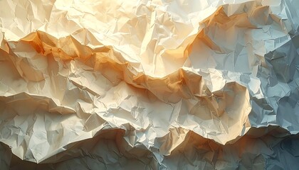 Crumpled paper texture with light