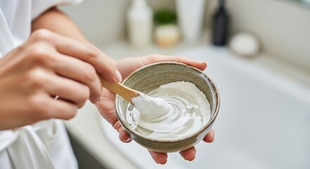 Fototapeta premium A Natural Mask: Mixing Baobab Powder for Skin