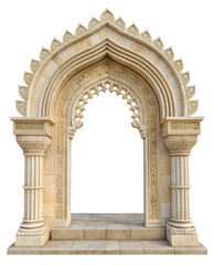 Naklejka premium Classic antique gate with pillars or column arch isolated on white or transparent background