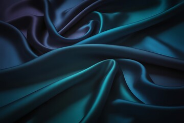 Obraz premium Abstract background of flowing dark teal and purple satin fabric with soft lighting