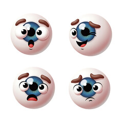 Four cartoon eyeballs expressing different emotions: surprise, happiness, fear, and sadness.