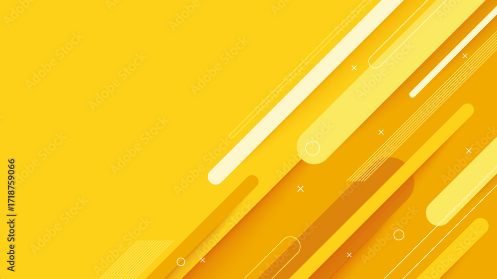 Poster abstract yellow background vector illustration with bright lines and decorative pattern