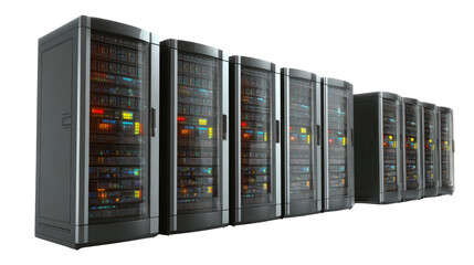 Fototapeta premium server rack in a data center on white background