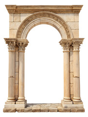 Obraz premium Classic antique gate with pillars or column arch isolated on white or transparent background