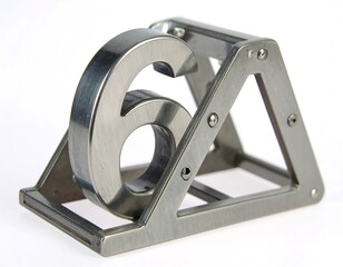 Metal number six in a triangular holder