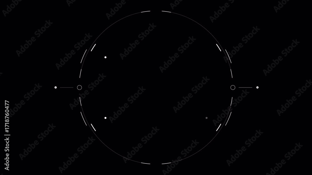 Aufkleber abstract animation of a circle with arrows and dots on black background.