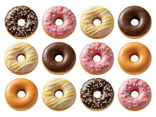 chocolate donuts isolated on white