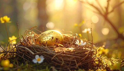 Golden egg in a nest