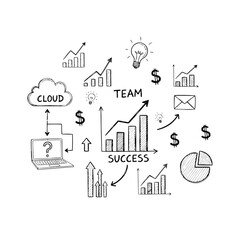 Fototapeta premium Vector illustration of illustration of business success concept with charts and icons