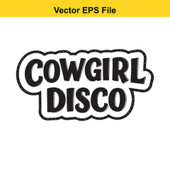 Cowgirl disco text, isolated on white background