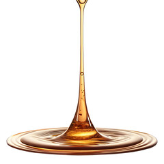 Golden liquid stream isolated on white or transparent background