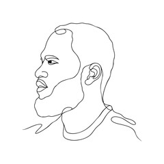 Man side profile minimalist line art. Masculine abstract illustration vector design