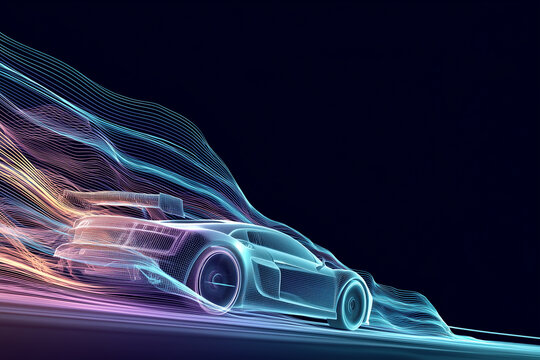 dynamic car race background featuring swirling lines and futuristic design elements, showcasing speed and motion in vibrant color palette