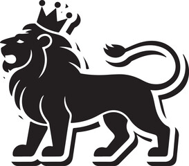 Christmas lion with crown silhouette vector