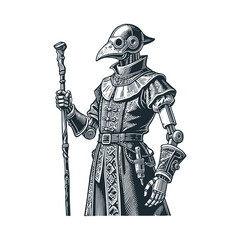 Obraz premium Medieval Plague Doctor vintage robot
