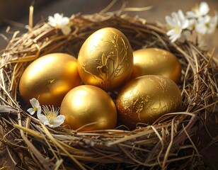 Golden eggs in a nest (1)