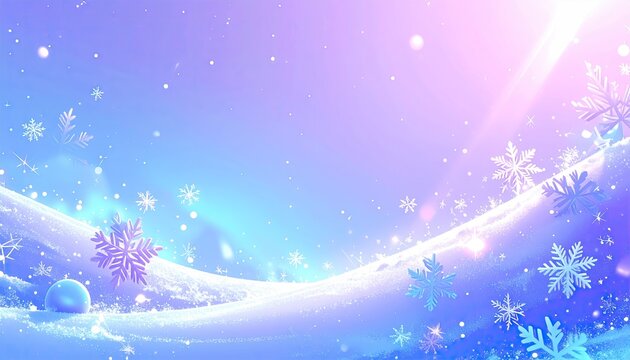 Pastel winter wonderland scene with snowflakes