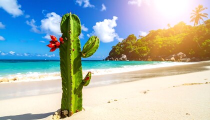 Tropical cactus on a beach