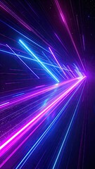 Obraz premium Neon light streaks in a dark tunnel