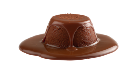 Chocolate mousse dessert, melted chocolate, sweet treat, cocoa powder, gourmet food, delicious confectionery, rich dessert, culinary photography, food styling, close up, studio shot, white backgr